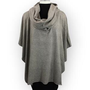 Lovestitch Poncho Sweater OneSize Nylon~Wool~Angora Grey Cowl Turtle